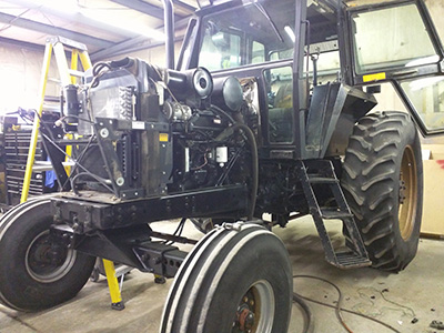 case IH tractor being reconditioned